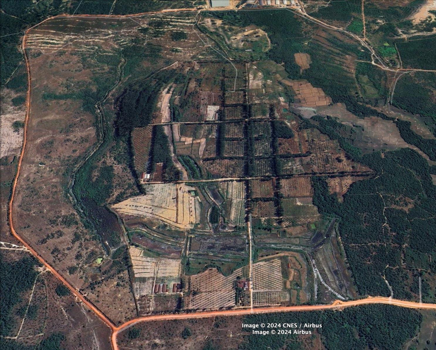 Aerial satellite view of the 107-hectare industrial land bank for sale in Prey Nob District, Sihanoukville, Cambodia