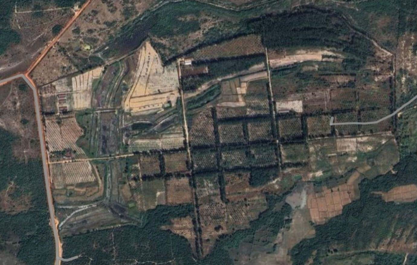 Satellite overview of the 107-hectare land parcels at Veal Rinh, Prey Nob District, Sihanoukville, Cambodia