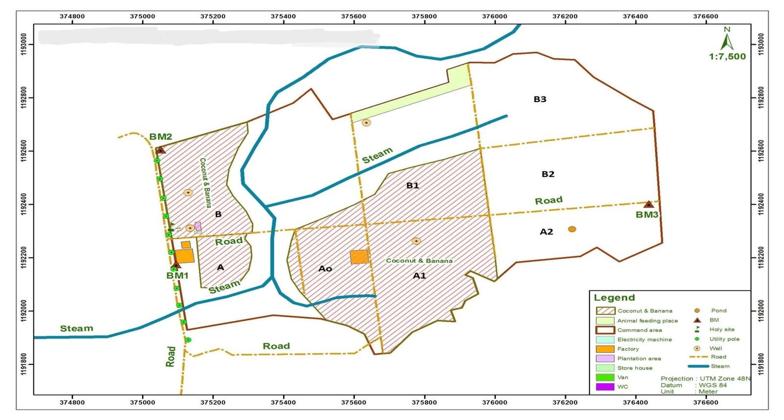 Official cadastral survey map of the 107-hectare Veal Rinh industrial land bank, Sihanoukville Province, Cambodia, showing zones, benchmarks and command area boundary